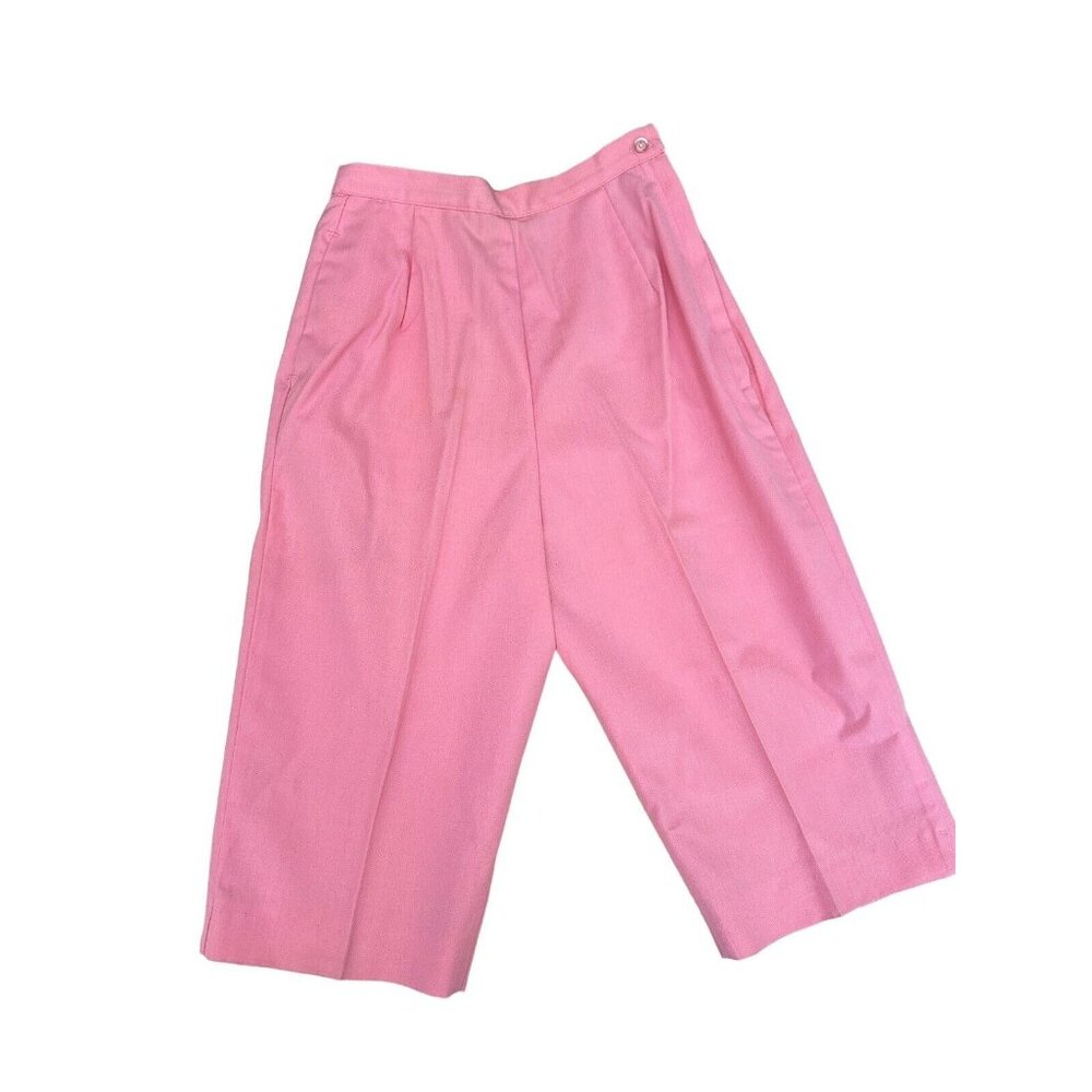 Vintage Queens Casual High Waisted Pleated Pink Burmunda Shorts, Adjustable Back